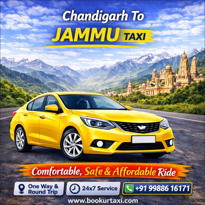 Chandigarh to Jammu Taxi @ ₹9/km ✓ 24/7 AC Cabs