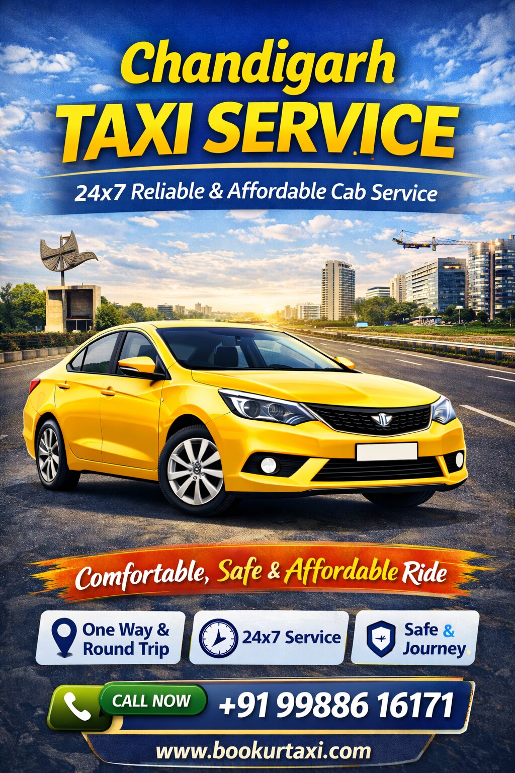 Chandigarh Taxi Service | BookUrTaxi - Chandigarh & Mohali Cab Booking Now 9₹ Km